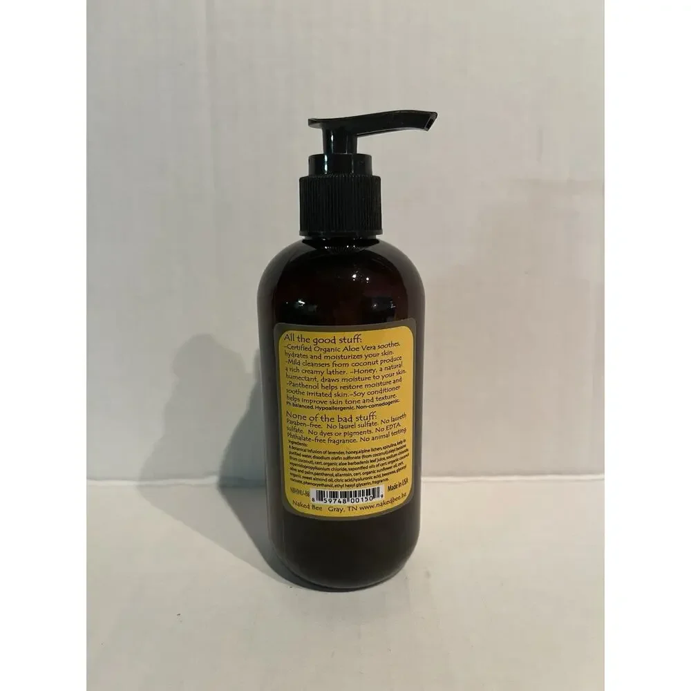 The Naked Bee Moisturizing Hand Wash Unscented 8.0 oz Pump Organic Aloe Vera